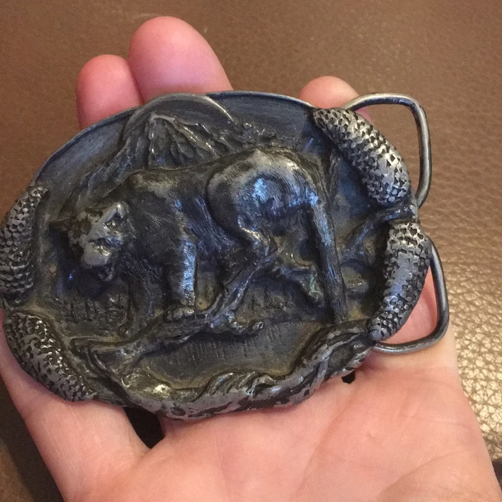 1981 vintage arroyo grande buckle co Mountain Lion Belt Buckle